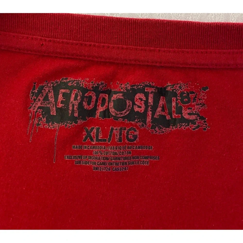 Aeropostale Mens Red Graphic Logo T-Shirt Short Sleeve Crew Neck Cotton XL - Picture 5 of 6